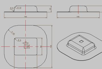 成形方盒型托盘工件图